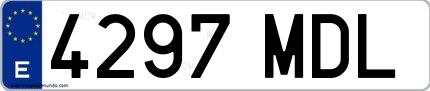 Ejemplo de matrícula española 4297 MDL