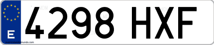 Ejemplo de matrícula de coche ordinaria 4298 HXF