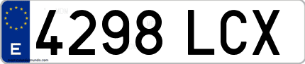 Ejemplo de matrícula de coche ordinaria 4298 LCX