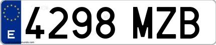 Ejemplo de matrícula española 4298 MZB