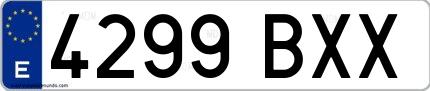 Ejemplo de matrícula española 4299 BXX