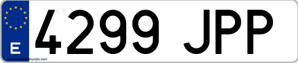 Ejemplo de matrícula de coche ordinaria 4299 JPP