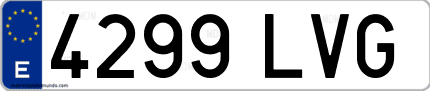 Ejemplo de matrícula de coche ordinaria 4299 LVG