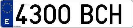 Ejemplo de matrícula española 4300 BCH