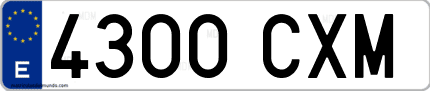 Ejemplo de matrícula de coche ordinaria 4300 CXM