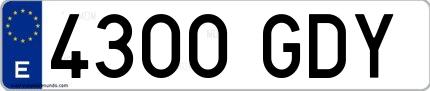 Ejemplo de matrícula española 4300 GDY