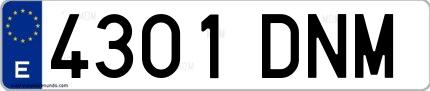 Ejemplo de matrícula española 4301 DNM
