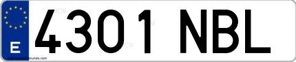 Ejemplo de matrícula española 4301 NBL
