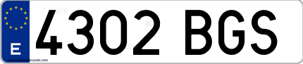Ejemplo de matrícula de coche ordinaria 4302 BGS