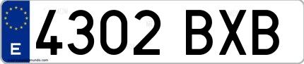 Ejemplo de matrícula española 4302 BXB