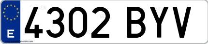 Ejemplo de matrícula española 4302 BYV