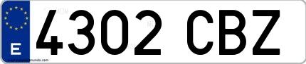 Ejemplo de matrícula española 4302 CBZ