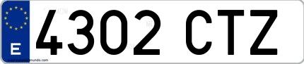 Ejemplo de matrícula española 4302 CTZ