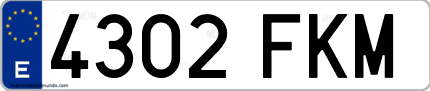 Ejemplo de matrícula de coche ordinaria 4302 FKM