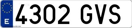 Ejemplo de matrícula española 4302 GVS