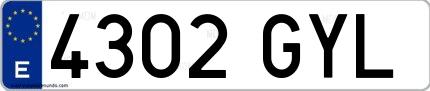 Ejemplo de matrícula española 4302 GYL