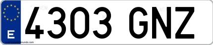 Ejemplo de matrícula española 4303 GNZ