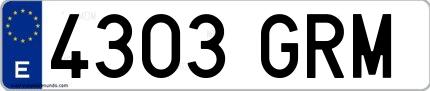 Ejemplo de matrícula española 4303 GRM