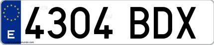 Ejemplo de matrícula española 4304 BDX