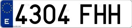 Ejemplo de matrícula española 4304 FHH