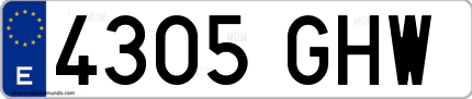 Ejemplo de matrícula de coche ordinaria 4305 GHW