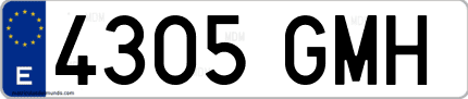 Ejemplo de matrícula de coche ordinaria 4305 GMH