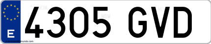 Ejemplo de matrícula de coche ordinaria 4305 GVD