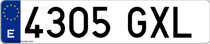 Ejemplo de matrícula de coche ordinaria 4305 GXL
