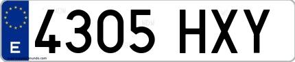 Ejemplo de matrícula española 4305 HXY