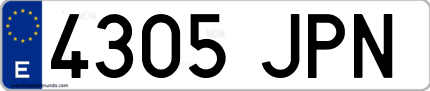 Ejemplo de matrícula de coche ordinaria 4305 JPN