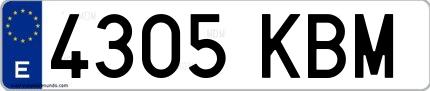 Ejemplo de matrícula española 4305 KBM