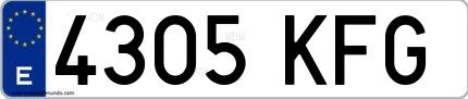 Ejemplo de matrícula española 4305 KFG