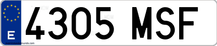 Ejemplo de matrícula de coche ordinaria 4305 MSF