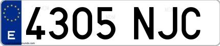 Ejemplo de matrícula española 4305 NJC