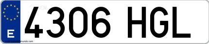 Ejemplo de matrícula española 4306 HGL