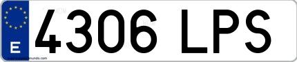 Ejemplo de matrícula española 4306 LPS