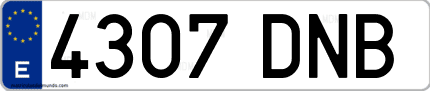 Ejemplo de matrícula de coche ordinaria 4307 DNB