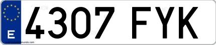 Ejemplo de matrícula española 4307 FYK