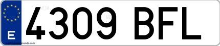 Ejemplo de matrícula española 4309 BFL