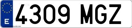 Ejemplo de matrícula española 4309 MGZ