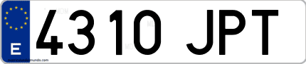 Ejemplo de matrícula de coche ordinaria 4310 JPT