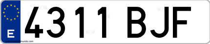 Ejemplo de matrícula de coche ordinaria 4311 BJF
