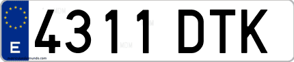 Ejemplo de matrícula de coche ordinaria 4311 DTK