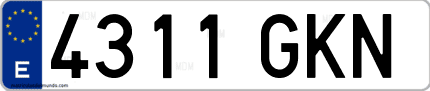 Ejemplo de matrícula de coche ordinaria 4311 GKN