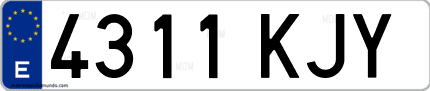 Ejemplo de matrícula de coche ordinaria 4311 KJY