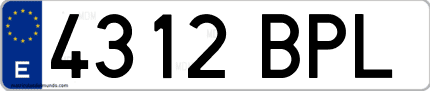 Ejemplo de matrícula de coche ordinaria 4312 BPL