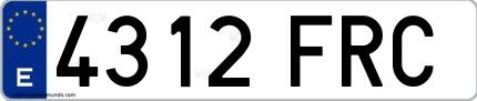 Ejemplo de matrícula española 4312 FRC