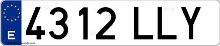 Ejemplo de matrícula española 4312 LLY