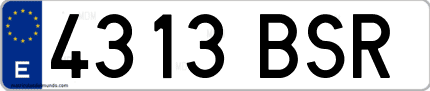 Ejemplo de matrícula de coche ordinaria 4313 BSR