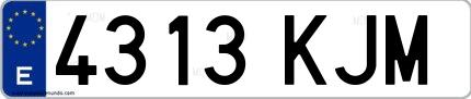 Ejemplo de matrícula española 4313 KJM